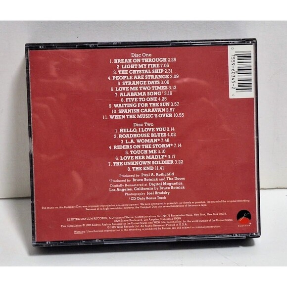 ELECTRA RECORDS THE DOORS THE BEST OF THE DOORS 2 DISC CD SET COMPLETE FAT BOX - Picture 2 of 5